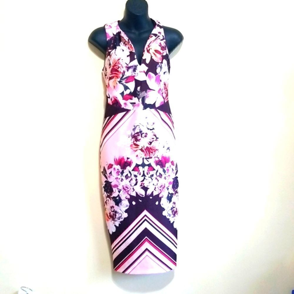 New York &Company Pink Multicolored Dress Sz Xsmall